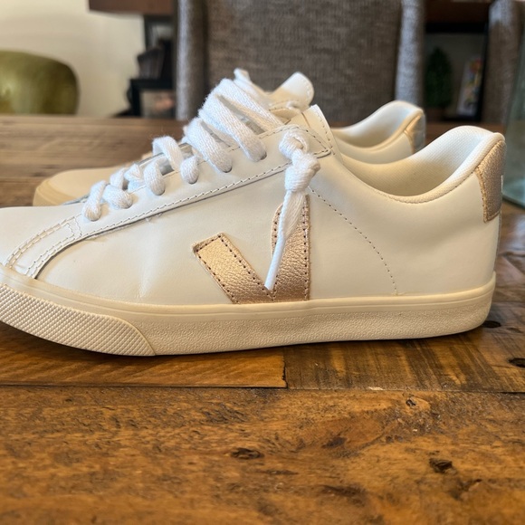 Veja Women's White and Brown Sneakers - Picture 2 of 4